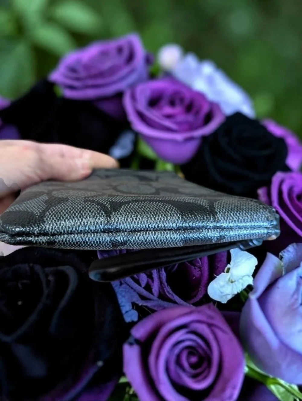 Coach Black Signature Zip Wristlet